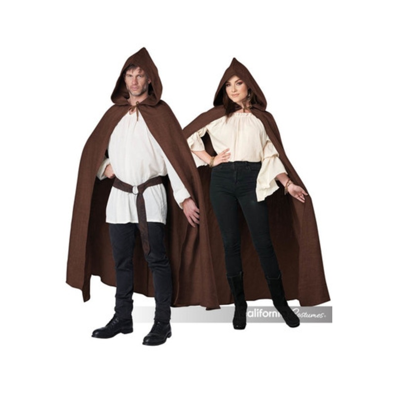 Hooded Cloak Adult Costume Brown