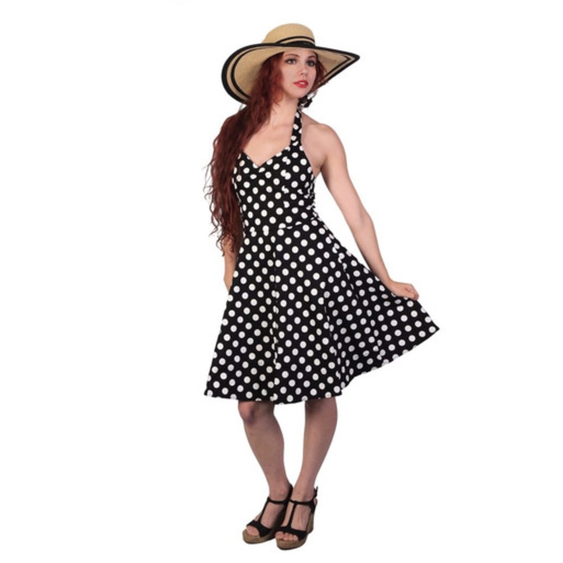 Pin-Up Polka Dot Dress Ladies 2XL Black and White Polka Dots