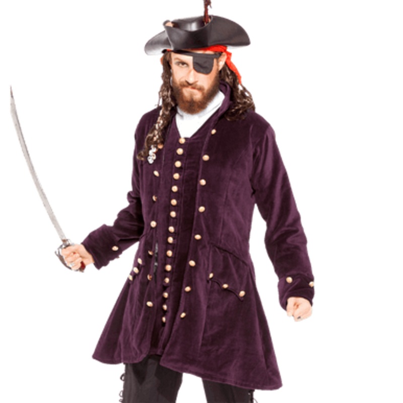 Pirate Captain Anstis Mens Coat Maroon Men's Large