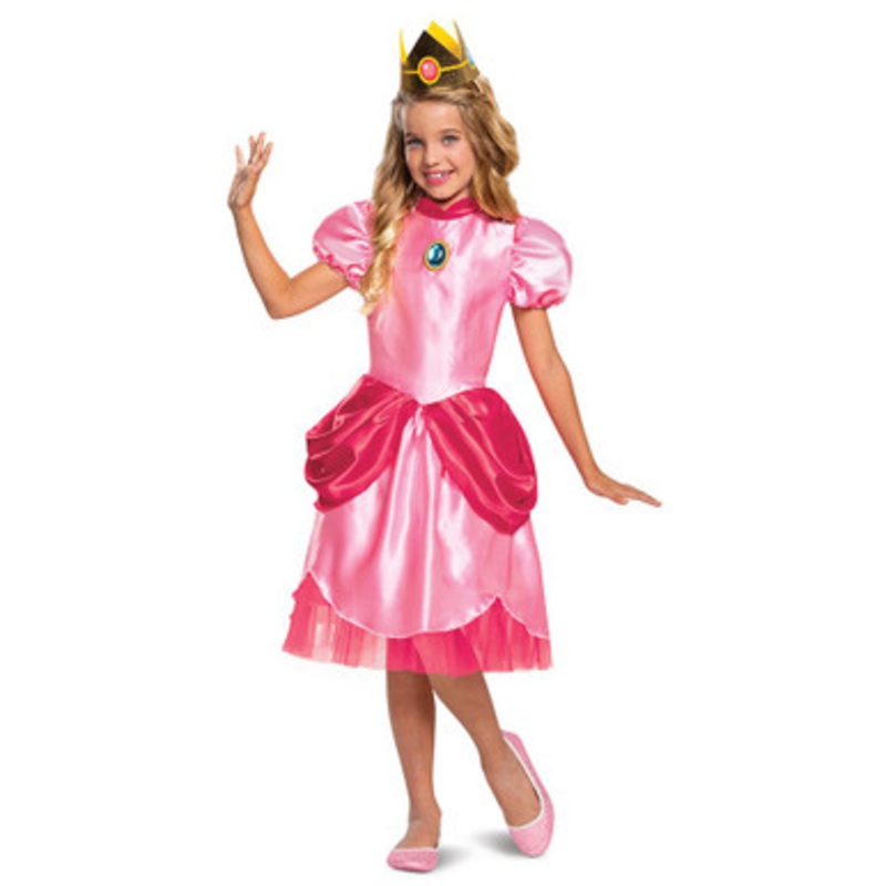 Princess Peach Classic Super Mario Girls Costume Child (L) 4-6