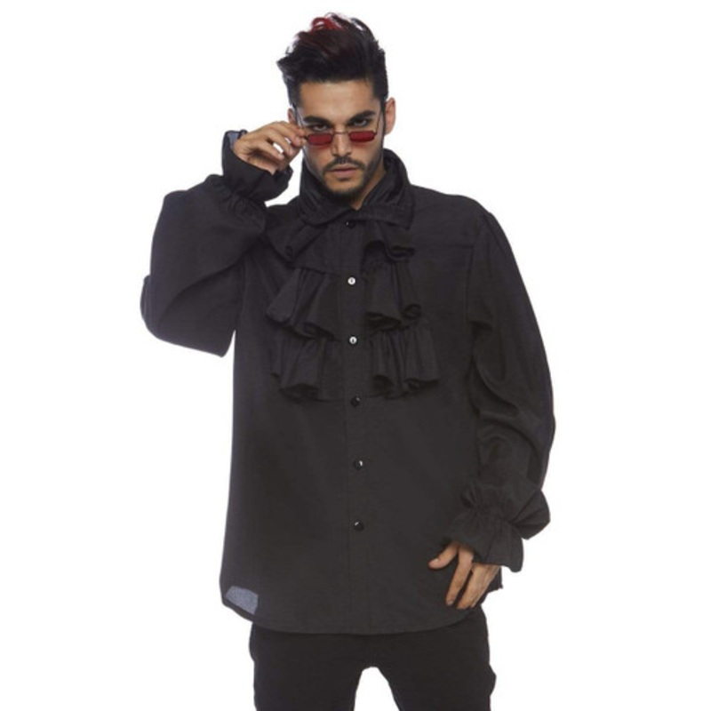 Ruffle Front Shirt Black Men's Costume Men's 38" - 40" Chest & 32" - 34" Waist