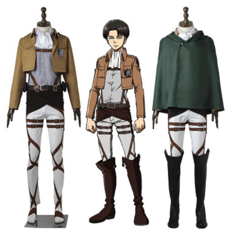 Anime Attack on Titan Levi Ackerman Survey Corps Uniform Set Cosplay Costume Large