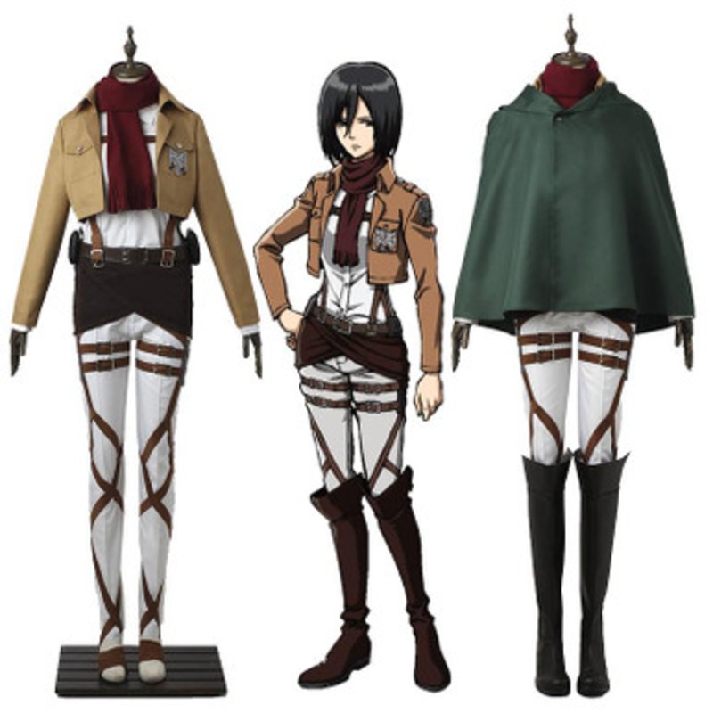 Anime Attack on Titan Mikasa Ackerman Ttraining Corps Uniform Set Cosplay Costume Large