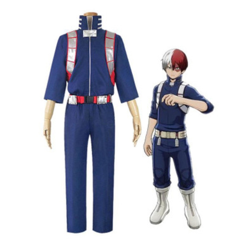 Anime My Hero Academia Shoto Todoroki Combat Suit Cosplay Costume Large