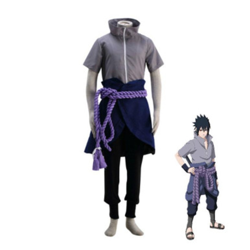 Anime Naruto Sasuke Uchiha Ninja Outfit Halloween Cosplay Costume Large