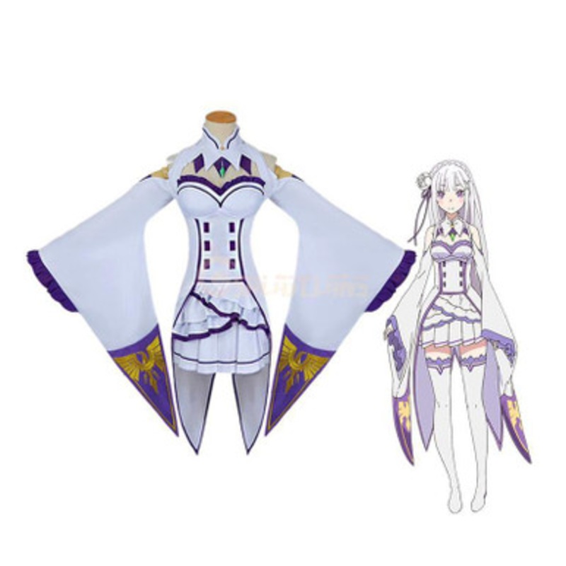 Anime Re:Zero Starting Life in Another World Emilia Cosplay Costume Large