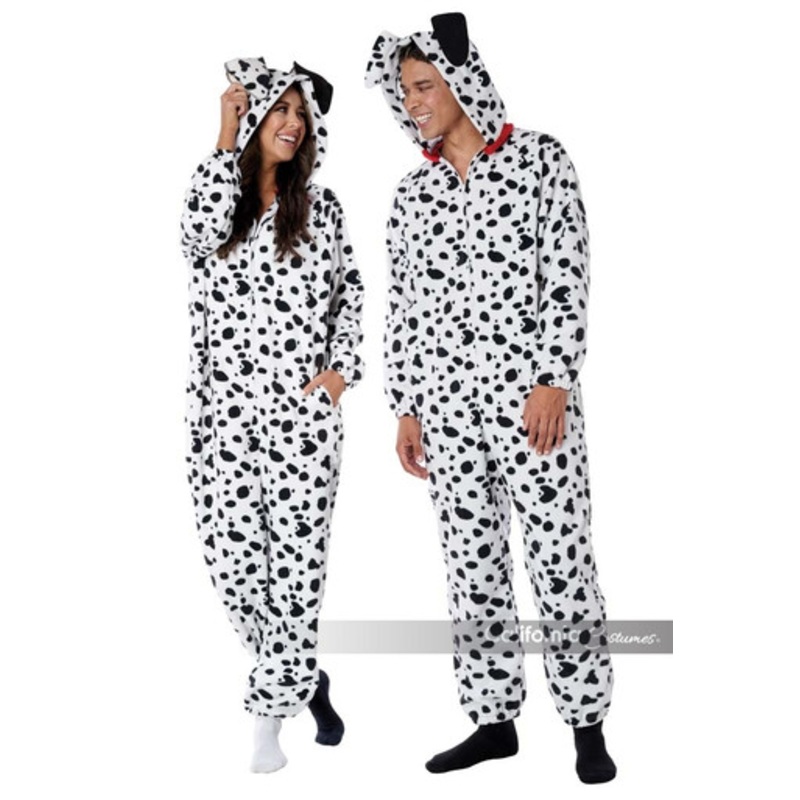 Dalmatian Fleece Jumpsuit Adult Costume X-Small Adult