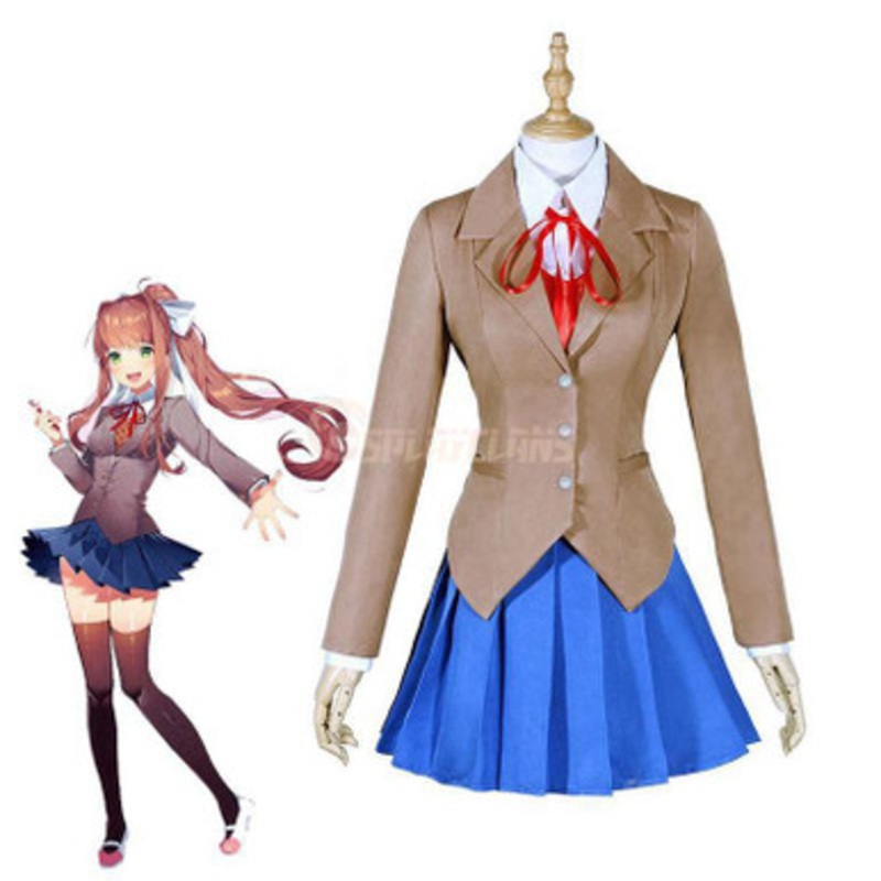 DDLC! Doki Doki Literature Club Monika Uniform Outfit Cosplay Costumes Large