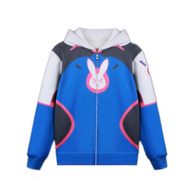 Game OW Overwatch D.Va Hana Song Fleece Lined Hoodie Jacket Cosplay Costumes US Size 14