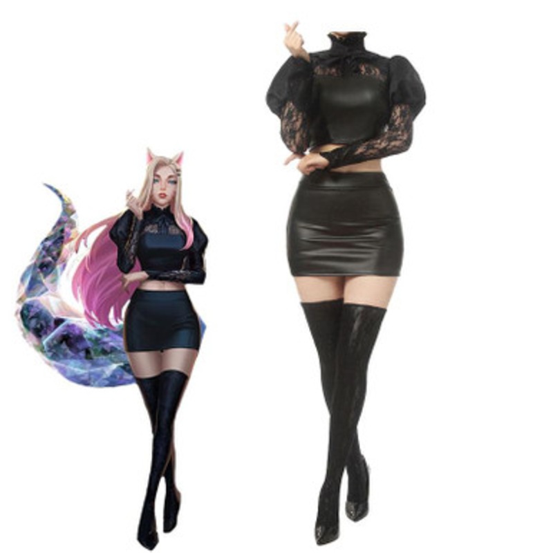 LOL KDA The Baddest Nine Tailed Fox Ahri Cosplay Costumes Large