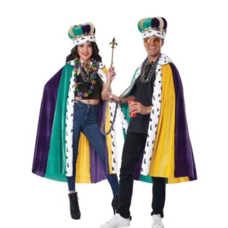 Mardi Gras Cape & Crown Set One Size Fits Most
