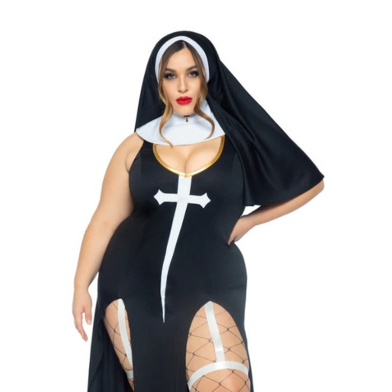 Plus Sultry Sinner Nun Costume Women's 1X/2X