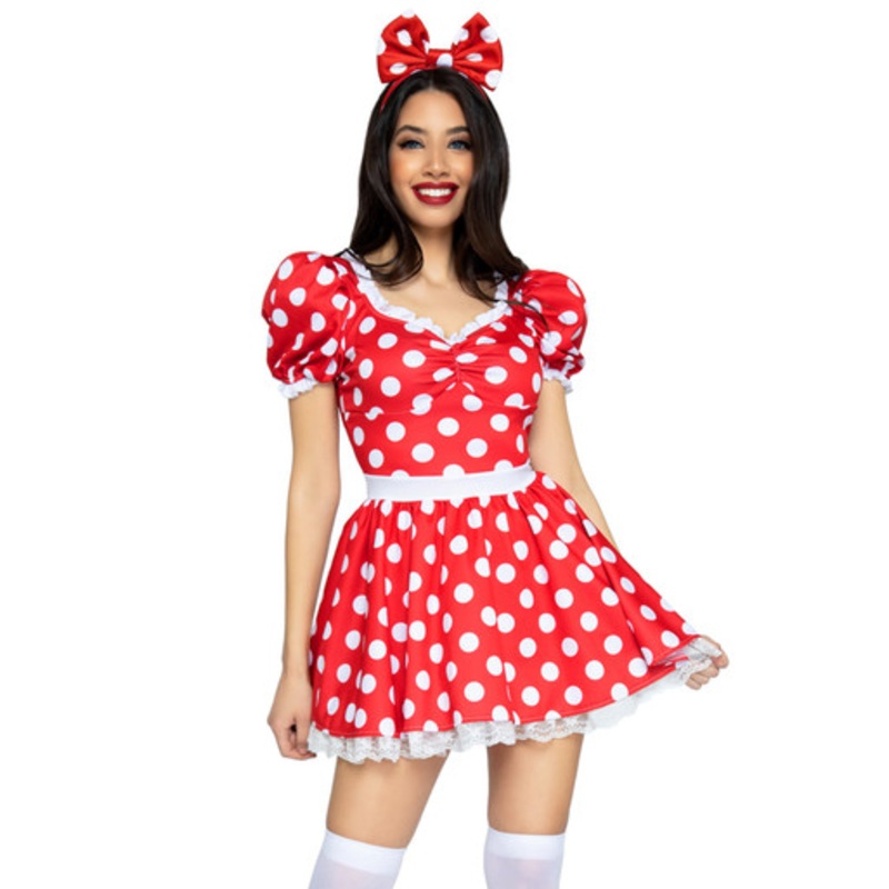 Polka Dot Dress With Headband Costume Women's 4-6 Dress Size
