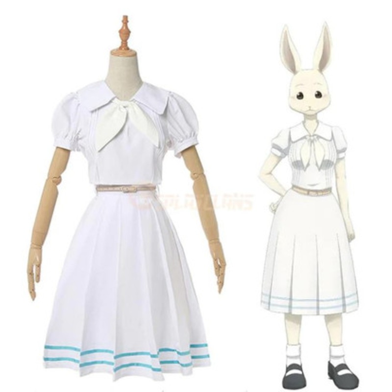 Anime Beastars Haru White Dress Cosplay Costume US Size 14