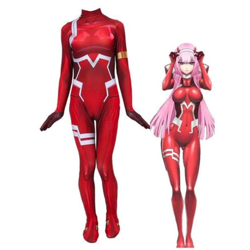 Anime DARLING in the FRANXX 02 Zero Two Jumpsuit Cosplay Costumes US Size 14