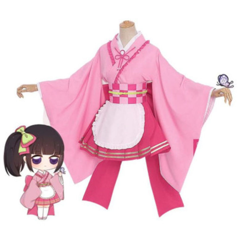 Anime Demon Slayer Kimetsu no Yaiba Tsuyuri Kanawo Kimono Maid Outfit Cosplay Costumes US Size 14