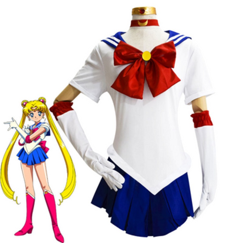 Anime Sailor Moon Tsukino Usagi JK Uniform Cosplay Costumes US Size 14