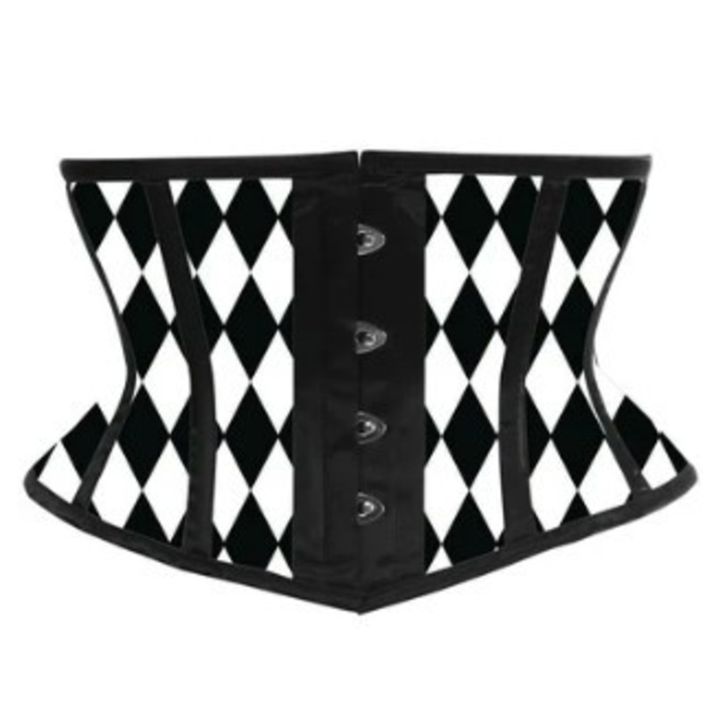 Lavish Black & White Diamond Waist Cincher Corset 6X-Large