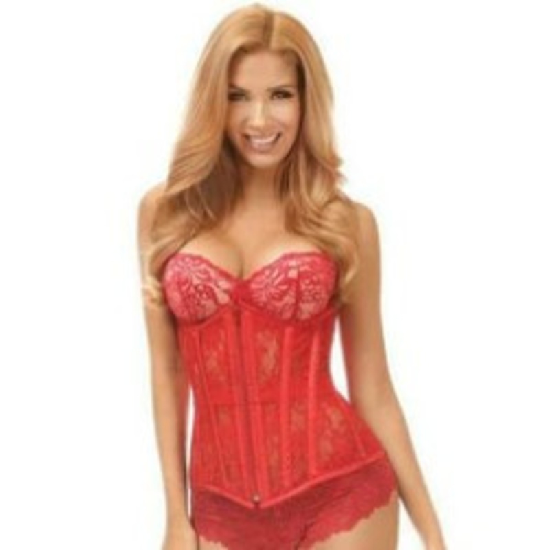 Lavish Red Sheer Lace Under Bust Corset 6X-Large