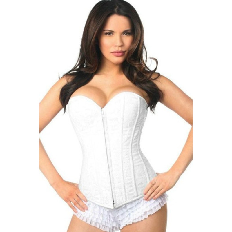 Lavish White Lace Overbust Corset w/Zipper 6X-Large