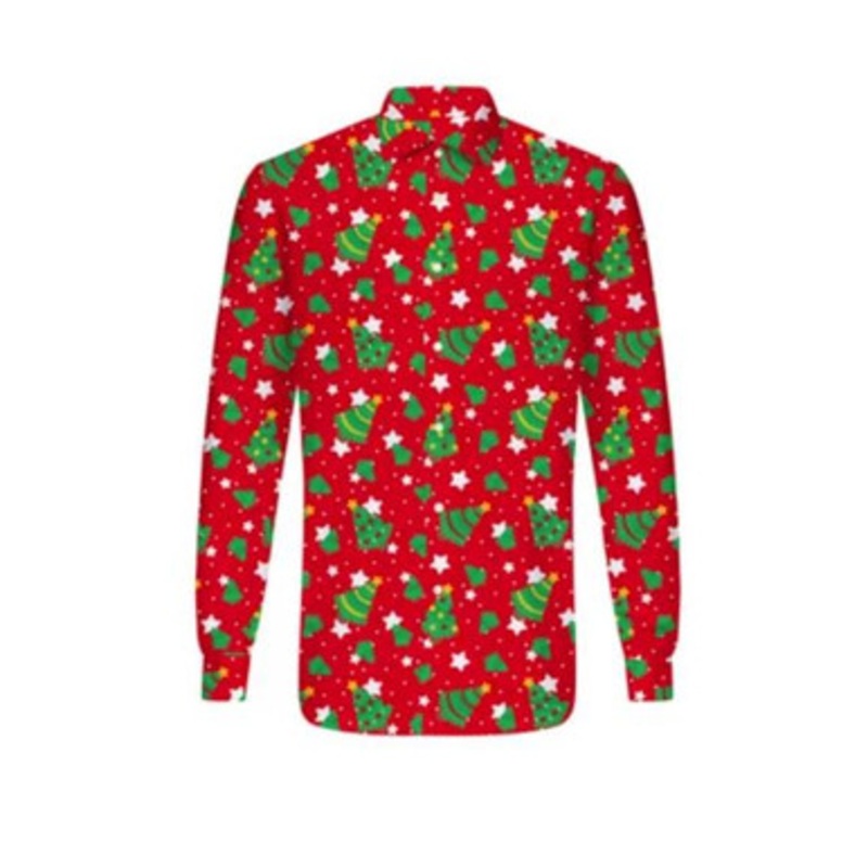 Men's X-Mas Trees Red Shirt Mens Medium