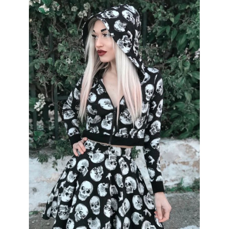 Sourpuss Skull Duggery Cropped Hoodie US Size 14