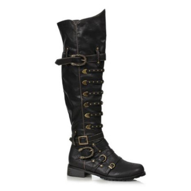 158-Wilbur Steampunk Costume Boots Mens Black Mens Small 8-9