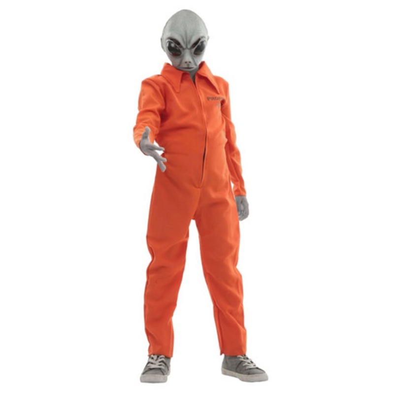 Area 51 Alien W/ Orange Jumpsuit Child Costume 8-10 Medium Child 8-10