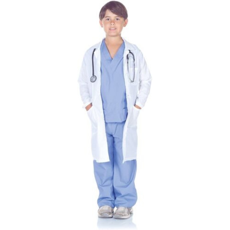 Doctor Scrubs With Lab Coat Kids Costume Kid's Small 4-6