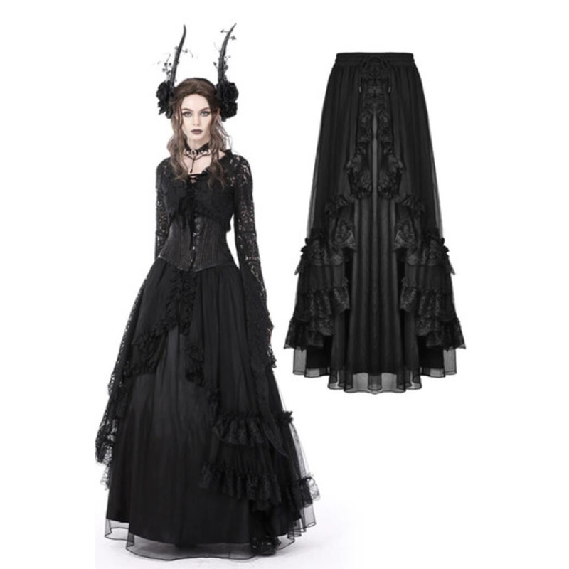 GOTHIC VINTAGE MAXI SKIRT 24 Inch Waist Black