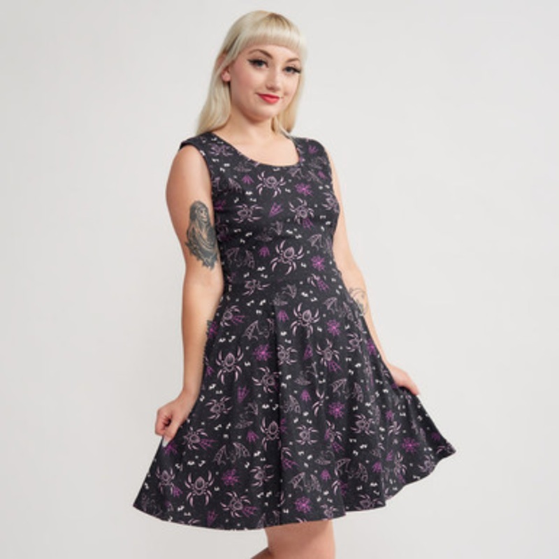 Sourpuss Creepy Crawly Sleeveless Skater Dress US Size 14