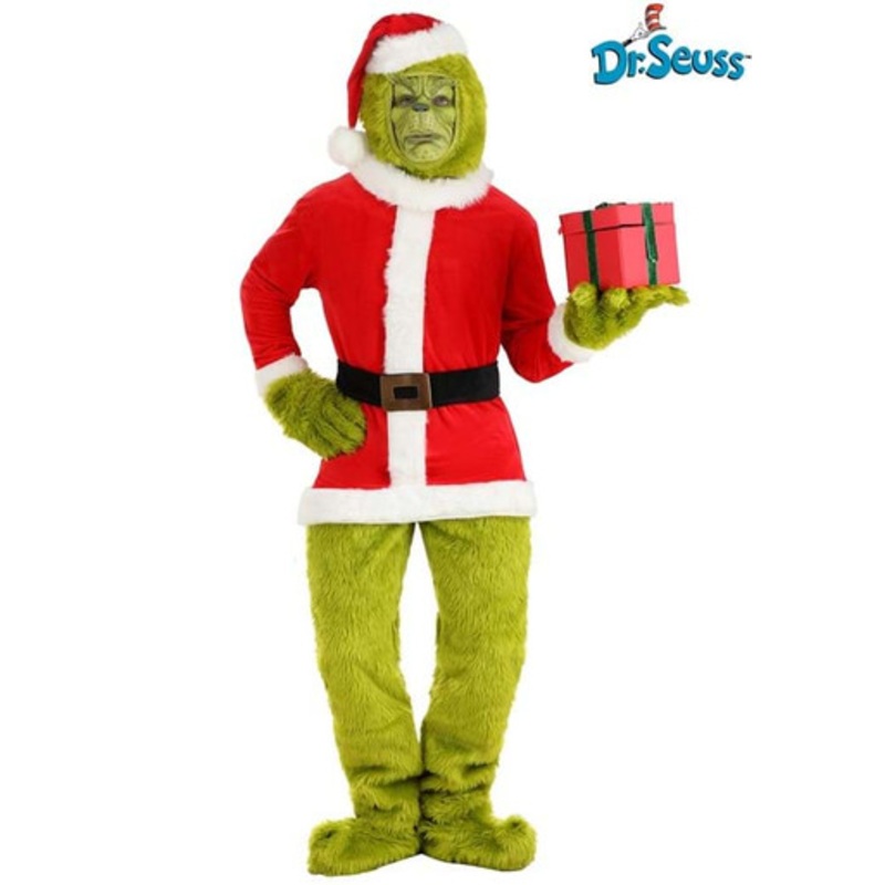 The Grinch Adult Santa Open Face Costume Fits up to 5'9"/170lbs