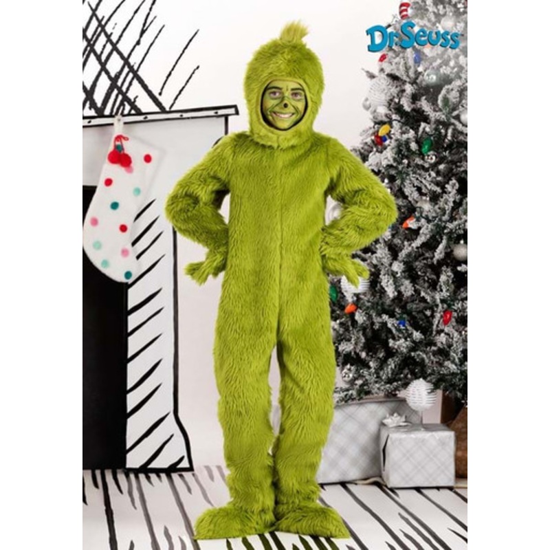 Dr. Seuss Grinch Kid's Open Face Costume Medium