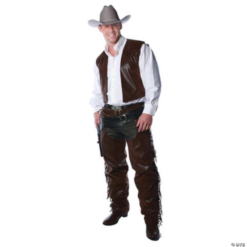 Men's Cowboy Vest And Chaps Costume Infant (0-6mo) Brown