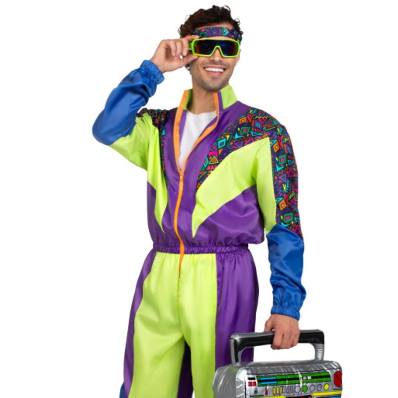 Men's Retro 80s Tracksuit Adult Costume Small/Medium