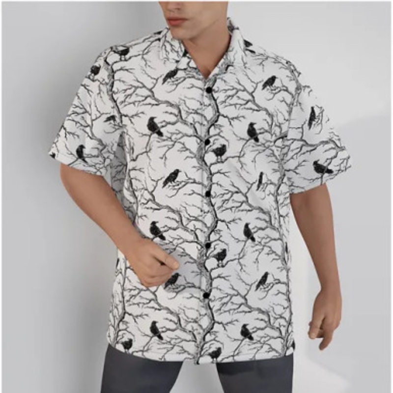 Nevermore Toile by Skelly Shirts New Shirt Crows White