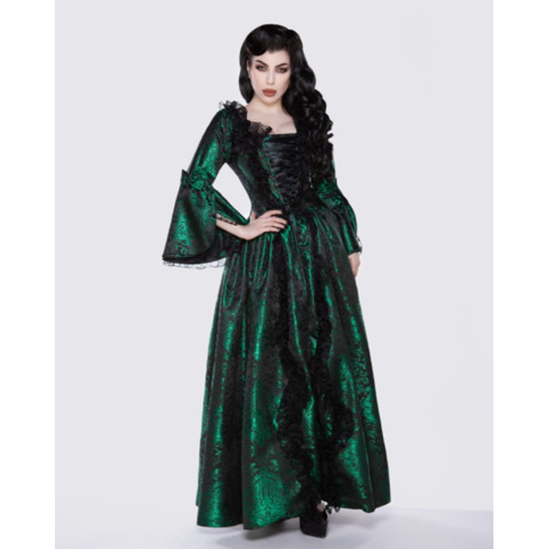 Renaissance Dress in Green King Brocade Green Size 28