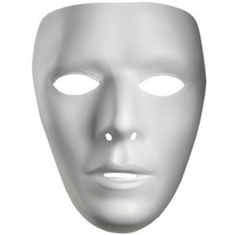 White Blank Male Purge Style Face Mask