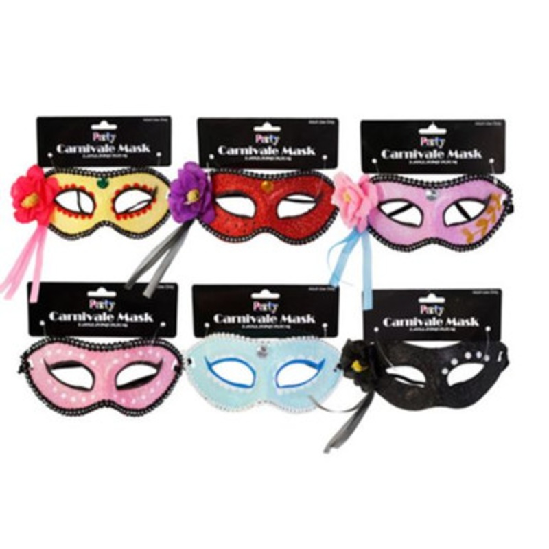 MASK CARNIVALE 6AST STYLES W/FLORAL DETAIL