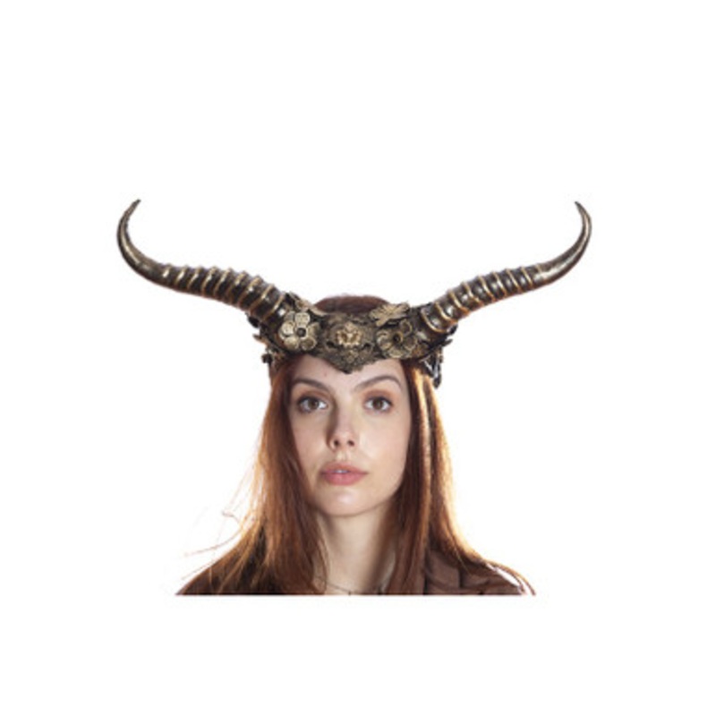 Vintage Style Horned Headband Black