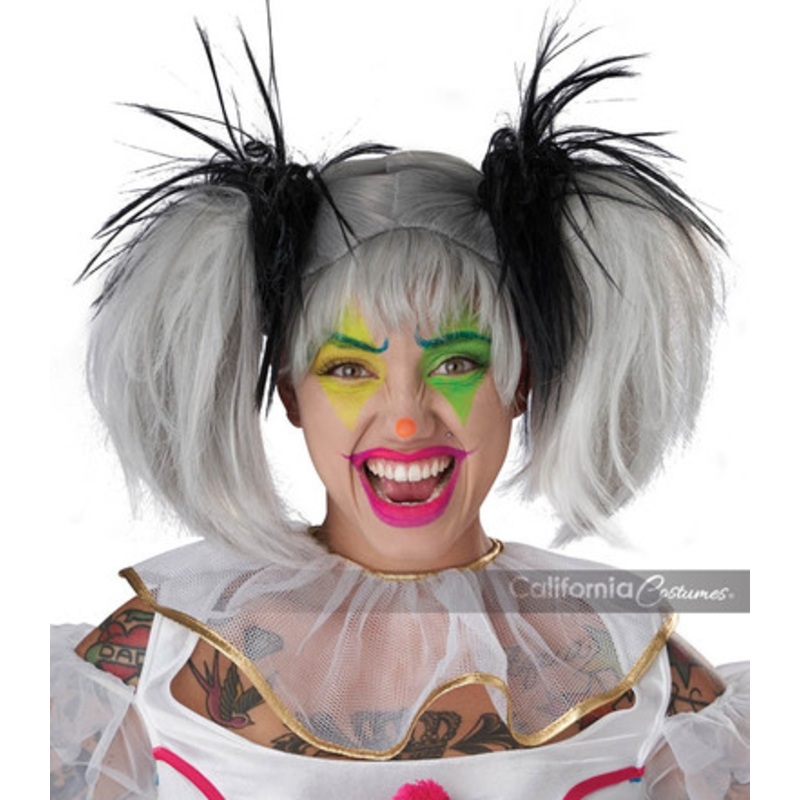 Glow in the Dark Punk Pigtails Black & White Wig