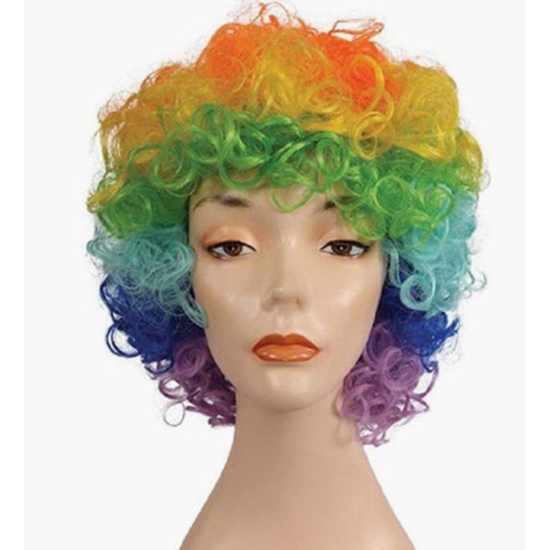 Lacey Wigs Long Curly Clown Wig Rainbow