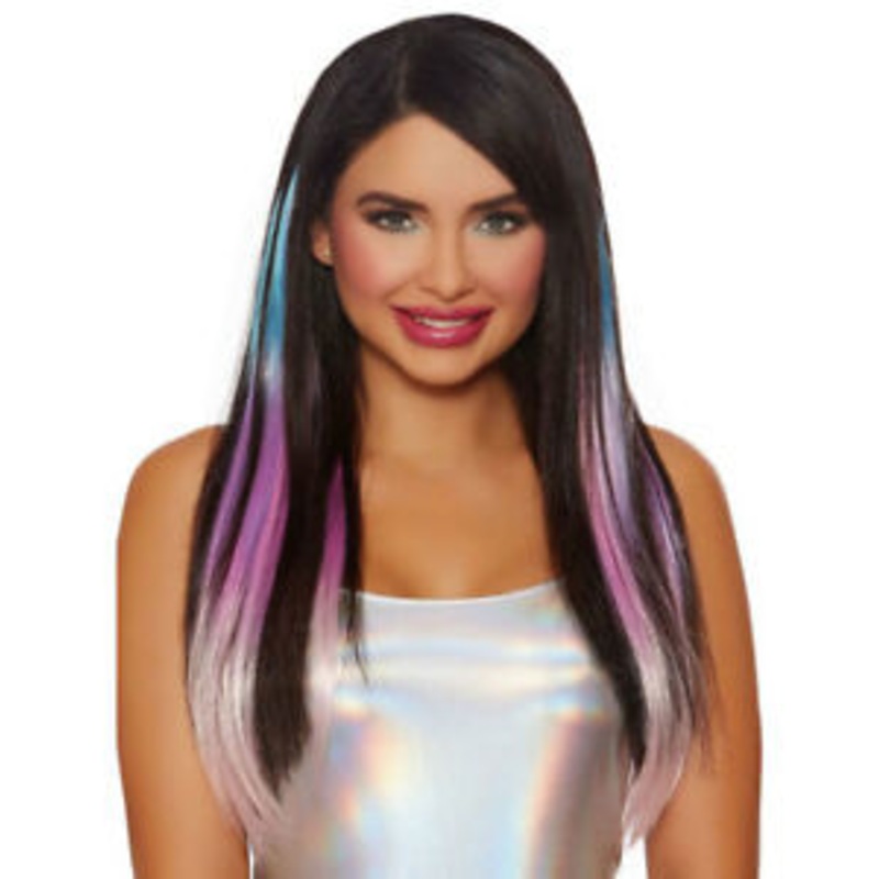 Long Straight Layered Ombre 24" Hair Extensions  Aqua/Light Gray