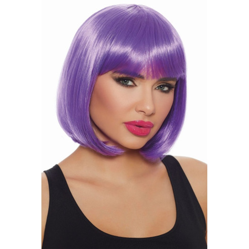 Mid-Length Bob Wig with Bangs Violet Violet
