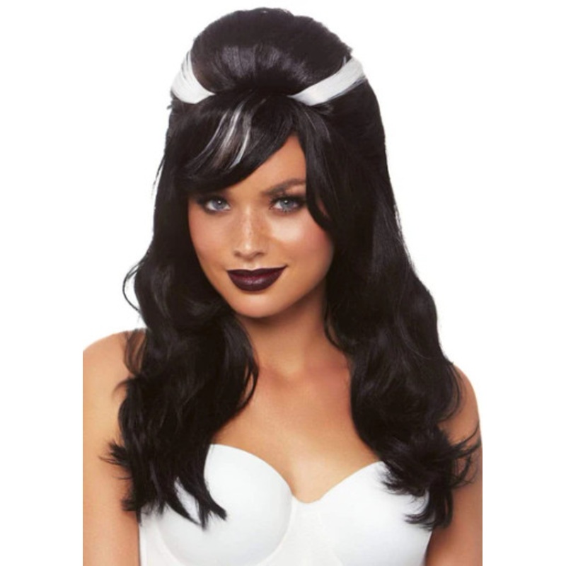 21" Frankie Bouffant Wig Black/White One Size