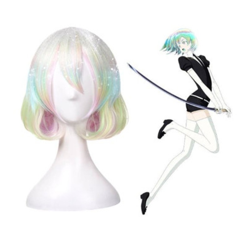 Anime Land of the Lustrous Diamond Short Colorful Cosplay Wigs