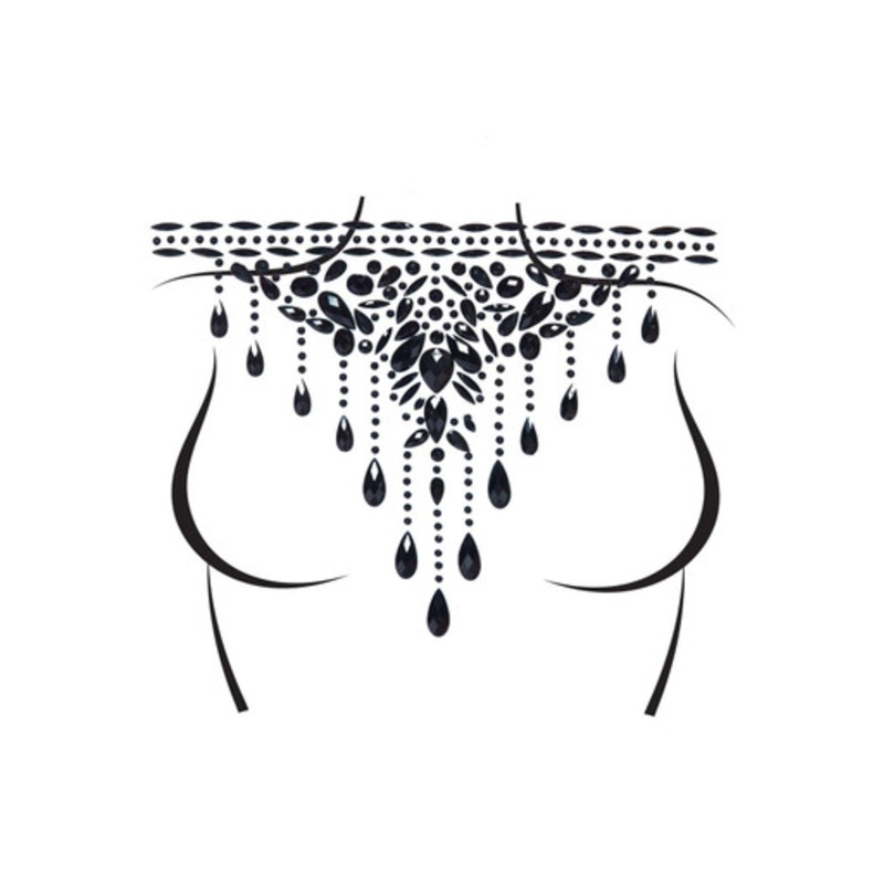Masquerade Choker Rhinestone Stick-On Jewels Black