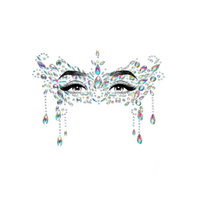 Masquerade Mask Rhinestone Stick-On Jewels Black