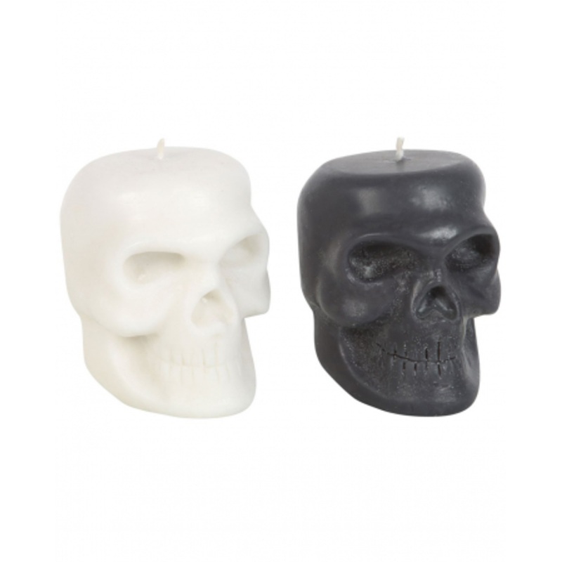 Black And White Skull Candles With Fragrance Assorted