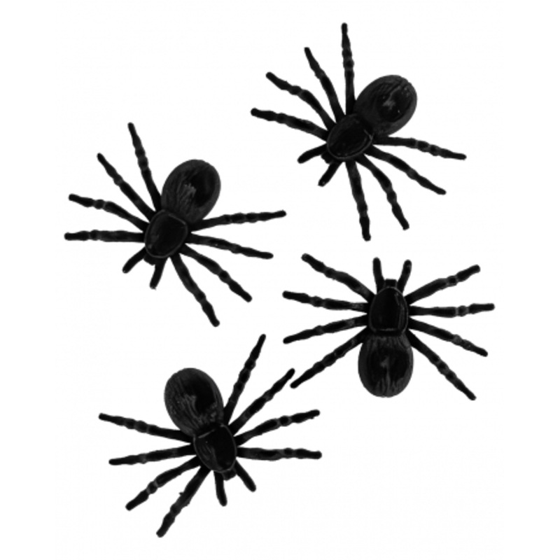 Black Halloween Spiders 4 Pcs.